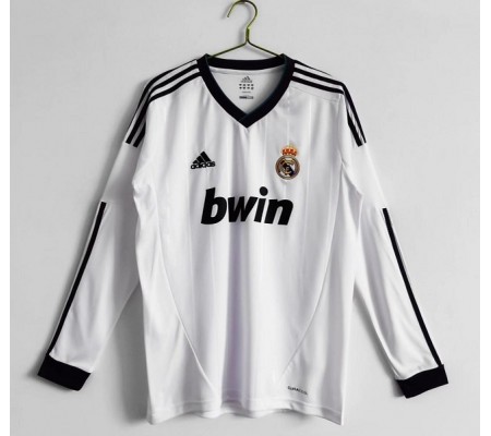 Real Madrid 12/13 Home White Long Sleeve Soccer Jersey